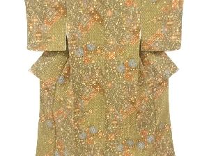 リサイクル　縮緬地華紋更紗模様小紋着物